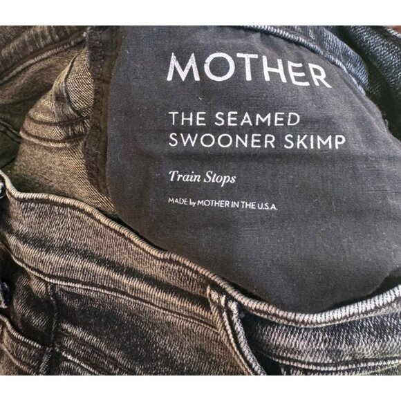 Mother The Seamed Swooner Skimp Jeans Size 29 Black Denim USA - Picture 9 of 16